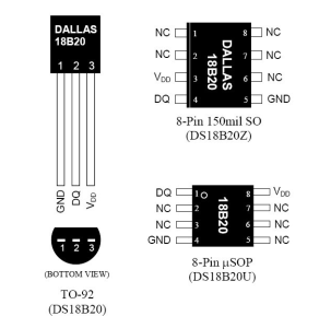 DS18B20的典型引脚图